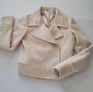 BP Nordstrom Wool Double Breasted Jacket Blazer Cream SIZE S